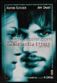 4w117 BUTTERFLY EFFECT advance DS 1sh '04 Ashton Kutcher & Amy Smart in sci-fi thriller!