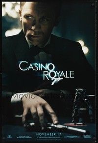 4w126 CASINO ROYALE teaser DS 1sh '06 Daniel Craig as James Bond sitting at poker table w/gun!
