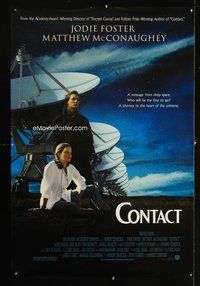 4w148 CONTACT 1sh '97 Jodie Foster, Matthew McConaughey, message from deep space!