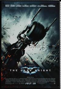 4w165 DARK KNIGHT advance DS 1sh '08 Christian Bale as Batman on wild motorcycle!