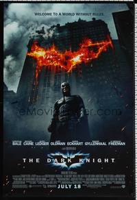 4w164 DARK KNIGHT advance DS 1sh '08 Christian Bale as Batman in a world without rules!