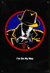 4w177 DICK TRACY DS On My Way style teaser 1sh '90 cool art of Warren Beatty & radio watch!