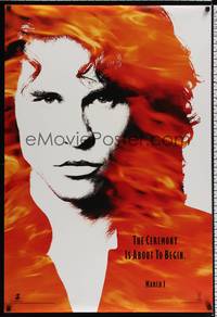 4w188 DOORS teaser DS 1sh '90 cool image of Val Kilmer as Jim Morrison, directed by Oliver Stone!