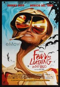 4w211 FEAR & LOATHING IN LAS VEGAS DS 1sh '98 psychedelic art of Johnny Depp as Hunter S. Thompson!