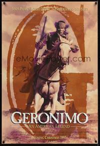 4w233 GERONIMO advance DS 1sh '93 Walter Hill, great image of Native American Wes Studi on horse!