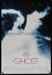 4w234 GHOST 1sh '90 classic Patrick Swayze & Demi Moore romantic close up!
