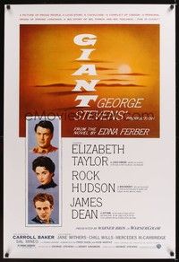 4w235 GIANT DS 1sh R05 James Dean, Elizabeth Taylor, Rock Hudson, directed by George Stevens!
