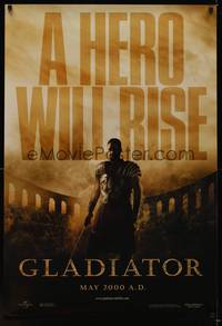 4w238 GLADIATOR teaser DS 1sh '00 Russell Crowe, directed by Ridley Scott!