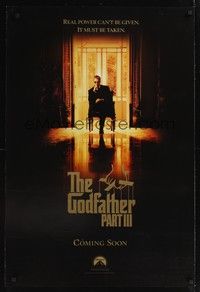 4w241 GODFATHER PART III teaser DS 1sh '90 Al Pacino, Andy Garcia, Sofia & Francis Ford Coppola
