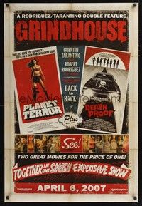 4w255 GRINDHOUSE advance DS 1sh '07 Rodriguez & Tarantino, Planet Terror & Death Proof!