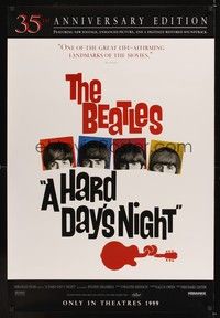 4w257 HARD DAY'S NIGHT advance 1sh R99 great image of The Beatles, rock & roll classic!