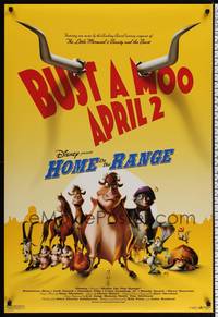 4w276 HOME ON THE RANGE advance DS 1sh '04 Disney cow farm animal western cartoon!