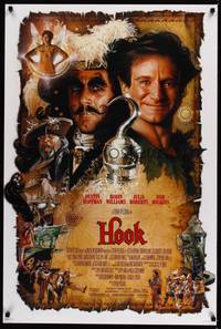 4w277 HOOK DS 1sh '91 artwork of pirate Dustin Hoffman & Robin Williams by Drew Struzan!