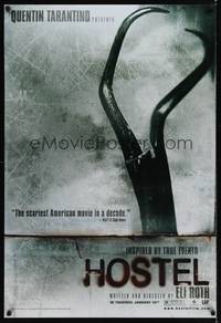 4w281 HOSTEL teaser DS 1sh '05 Eli Roth gore-fest, creepy image of surgical clamp