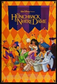 4w285 HUNCHBACK OF NOTRE DAME int'l DS 1sh '96 Walt Disney, Victor Hugo, art of cast on parade!