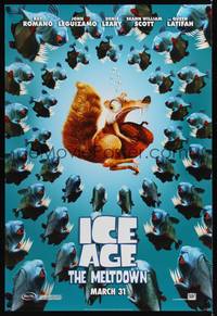 4w295 ICE AGE: THE MELTDOWN style A advance DS 1sh '06 wacky image of squirrel & piranhas!
