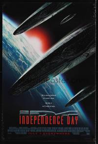 4w305 INDEPENDENCE DAY style B advance 1sh '96 great image of enormous alien ship coming to Earth!