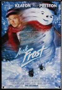 4w327 JACK FROST advance 1sh '98 cool image of Michael Keaton turning into snowman!