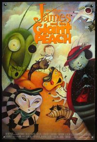 4w336 JAMES & THE GIANT PEACH DS 1sh '96 Walt Disney stop-motion fantasy cartoon, Jane Smith art!