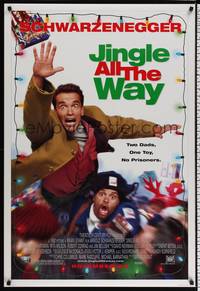 4w341 JINGLE ALL THE WAY style A advance DS 1sh '96 Arnold Schwarzenegger, Sinbad, 2 dads & 1 toy!