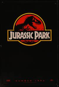 4w351 JURASSIC PARK red teaser 1sh '93 Steven Spielberg, Richard Attenborough re-creates dinosaurs!