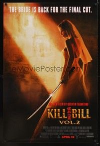 4w365 KILL BILL: VOL. 2 advance DS 1sh '04 bride Uma Thurman with katana, Quentin Tarantino!