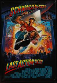 4w401 LAST ACTION HERO 1sh '93 cool artwork of Arnold Schwarzenegger by Morgan!