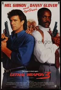 4w419 LETHAL WEAPON 3 advance 1sh '92 great image of cops Mel Gibson, Glover, & Joe Pesci!