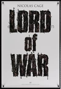 4w435 LORD OF WAR teaser 1sh '05 Nicolas Cage, cool gun title mosaic!