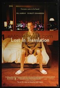 4w438 LOST IN TRANSLATION 1sh '03 image of lonely Bill Murray in Tokyo, Sofia Coppola!