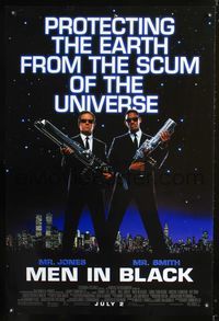 4w454 MEN IN BLACK DS advance 1sh '97 Will Smith & Tommy Lee Jones with huge guns!