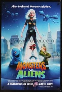 4w470 MONSTERS VS ALIENS IMAX advance DS 1sh '09 DreamWorks, alien proplem, monster solution!