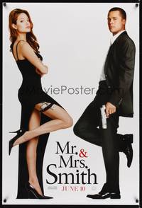 4w472 MR. & MRS. SMITH style C teaser DS 1sh '05 married assassins Brad Pitt & sexy Angelina Jolie!