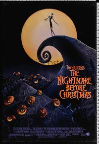 4w485 NIGHTMARE BEFORE CHRISTMAS DS 1sh '93 Tim Burton, Disney, great horror cartoon image!