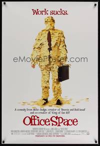 4w491 OFFICE SPACE style A advance DS 1sh '99 by Mike Judge, Stephen Root covered in post-its!