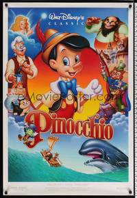 4w510 PINOCCHIO DS 1sh R92 Disney classic fantasy cartoon about a wooden boy who wants to be real!