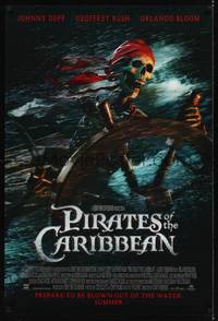 4w511 PIRATES OF THE CARIBBEAN advance DS 1sh '03 Curse of the Black Pearl, skeleton at the wheel!