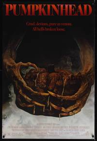 4w522 PUMPKINHEAD 1sh '87 directed by Stan Winston, Lance Henriksen, creepy horror image!