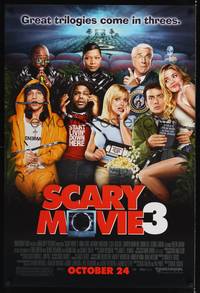 4w561 SCARY MOVIE 3 advance DS 1sh '03 wacky image of Anna Faris, Leslie Nielson, Charlie Sheen!