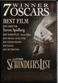 4w562 SCHINDLER'S LIST int'l awards 1sh '93 Steven Spielberg, Liam Neeson, Ralph Fiennes!