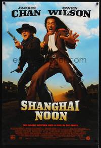4w575 SHANGHAI NOON int'l DS 1sh '00 cowboys Jackie Chan & Owen Wilson, great western image!