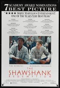 4w577 SHAWSHANK REDEMPTION DS 1sh '95 Tim Robbins, Morgan Freeman, written by Stephen King!