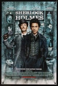 4w578 SHERLOCK HOLMES advance DS 1sh '09 Guy Ritchie directed, Robert Downey Jr., Jude Law!