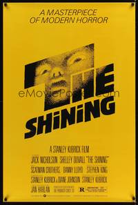 4w579 SHINING re-strike 1sh '80s Stephen King & Stanley Kubrick, Jack Nicholson, Saul Bass art!