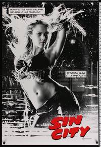 4w591 SIN CITY teaser DS 1sh '05 graphic novel by Frank Miller, sexy image of Jessica Alba!