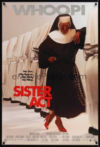 4w592 SISTER ACT DS 1sh '92 Maggie Smith, Harvey Keitel, Whoopi Goldberg as a nun!