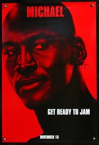 4w610 SPACE JAM DS teaser 1sh '96 cool close-up of basketball star Michael Jordan!