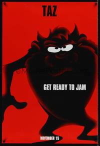 4w611 SPACE JAM teaser DS 1sh '96 Michael Jordan, cool art of the Tazmanian Devil!