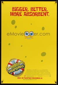 4w619 SPONGEBOB SQUAREPANTS MOVIE advance DS 1sh '04 great poster image of Spongebob!
