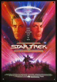 4w629 STAR TREK V advance 1sh '89 The Final Frontier, William Shatner & Leonard Nimoy by Bob Peak!